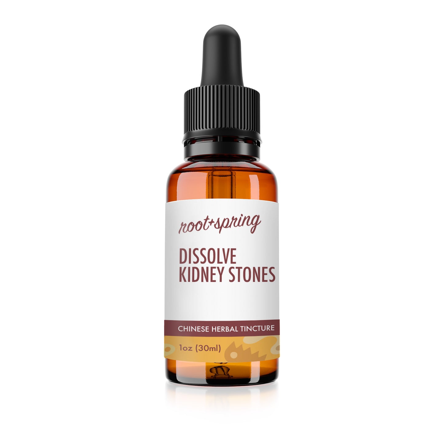 root and spring dissolve kidney stones liquid tincture bottle, one fluid ounce, thirty milliliters