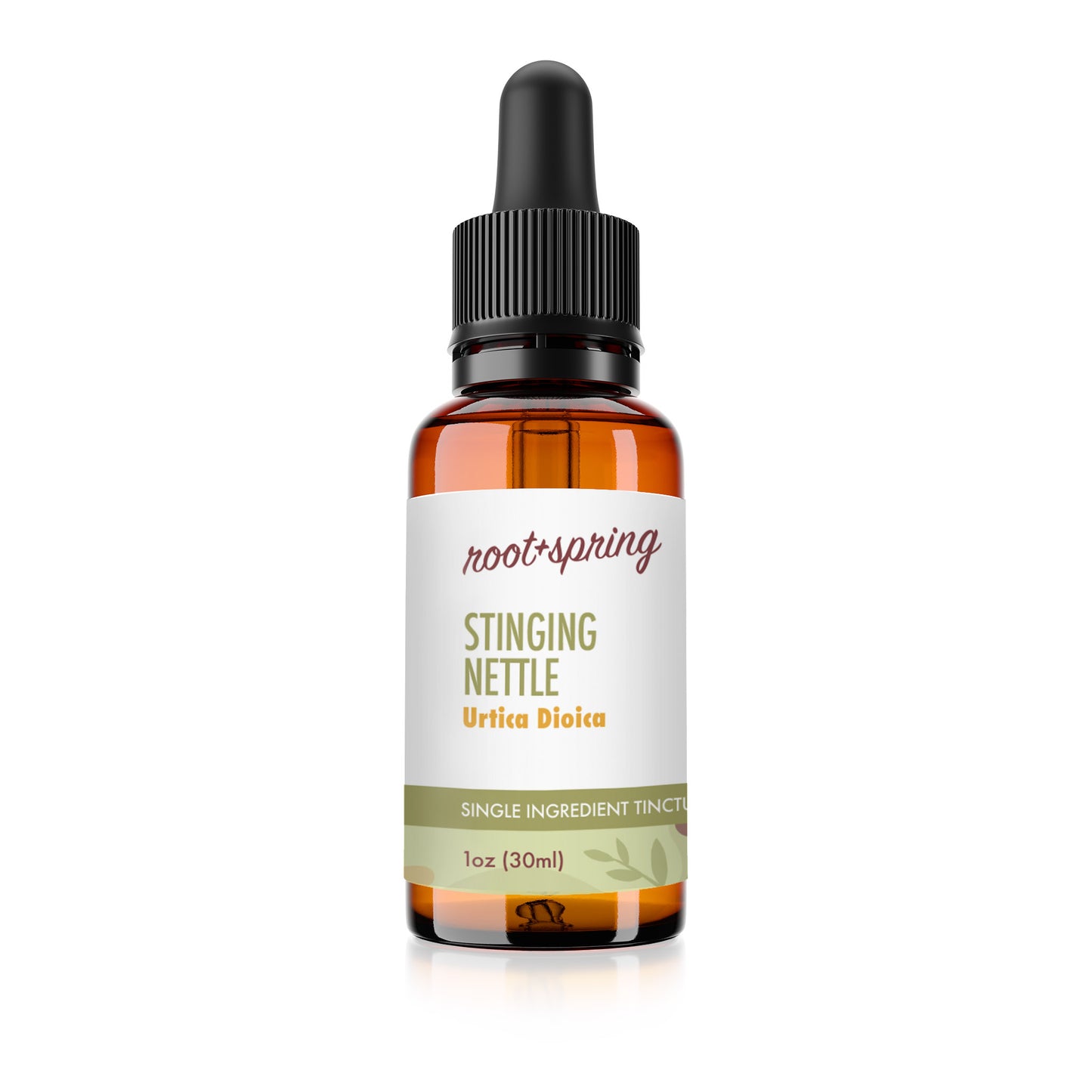 root and spring stinging nettle tincture bottle, one ounce, thirty milliliters