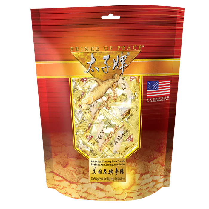 one pound bag american ginseng candies, chinese lettering