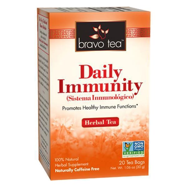 Box of 20 tea bags, 100% natural herbal supplement, naturally caffeine free, non GMO project verified. Net weight 1.06 ounces, or 30 grams.