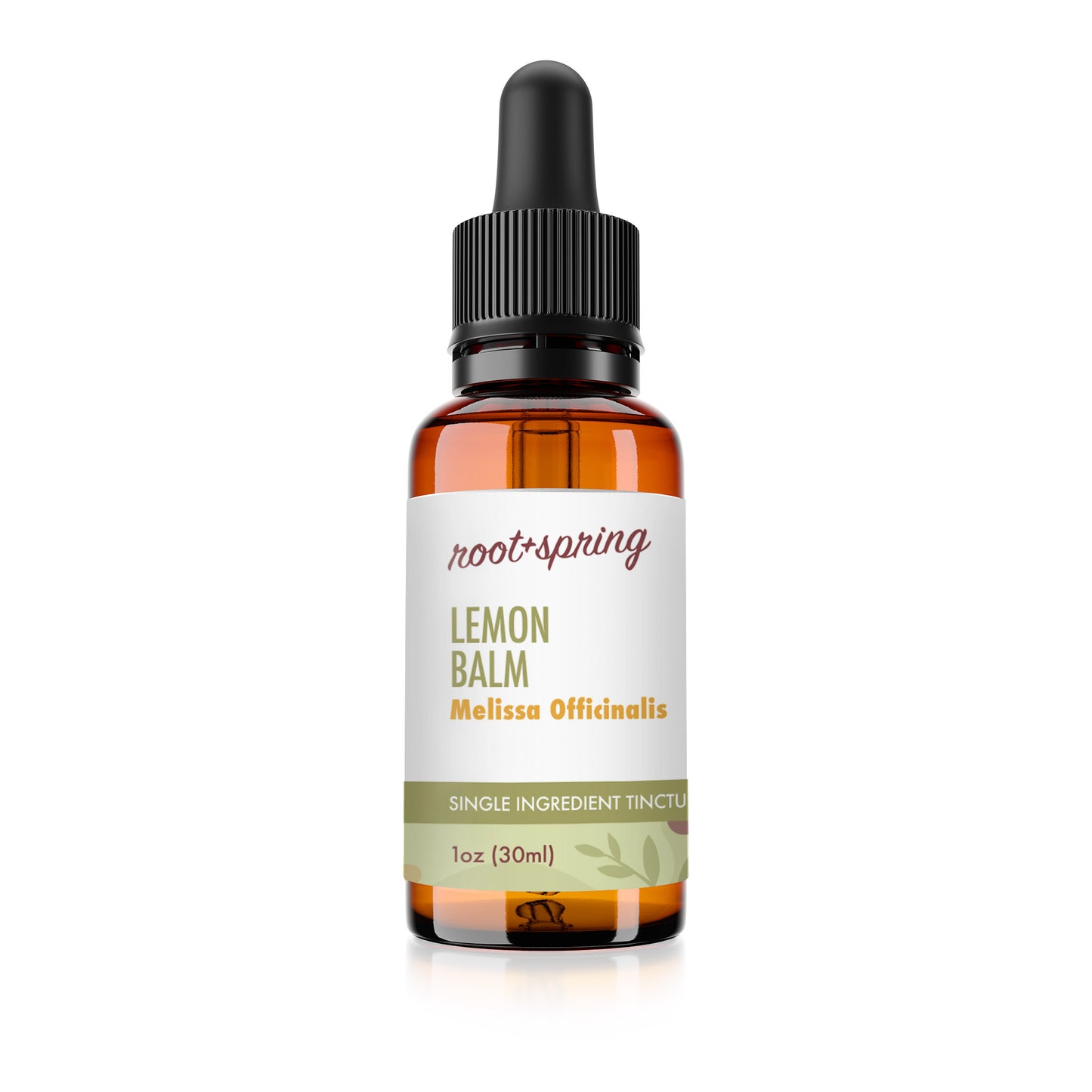 root and spring lemon balm liquid tincture bottle, one fluid ounce, thirty milliliters