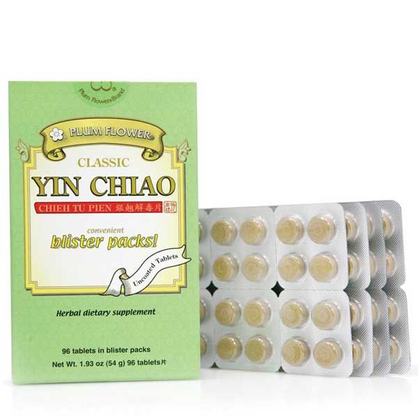 Convenient blister packs of 96 tablets of herbal dietary supplement, net weight 1.93 ounces, or 54 grams. English and chinese text.