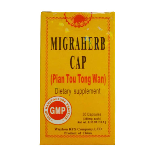 Box of 30 capsules, 350 milligrams each, of dietary supplement. GMP good manufacture practice stamp.